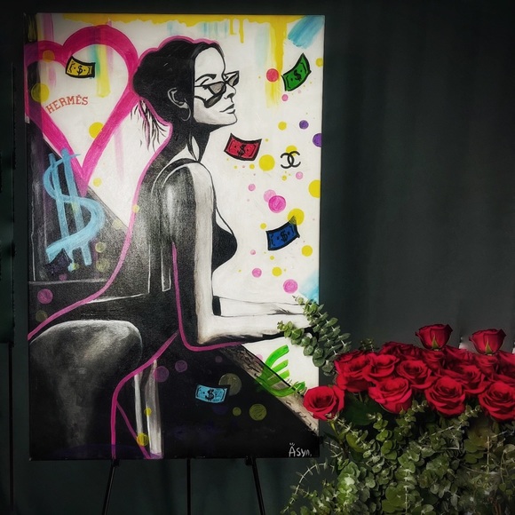 LAST ONE Acrylic Pop Art painting “Looking into bright future” Alecmonopoly styl - Picture 1 of 6